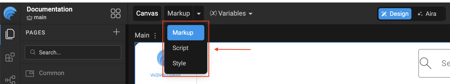 Page Dropdown